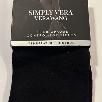 Simply Vera Wang Super Opaque Control Top Tights Black NWT Size 2