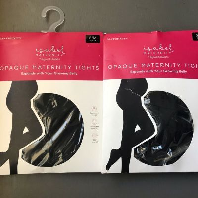 2 Isabel Maternity S/M Black Opaque Maternity Tights