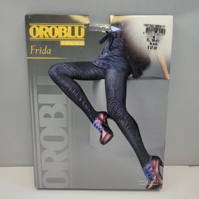 Oroblu Trend Size S Frida Black Opaque Pattern Tights Hosiery Italy small New
