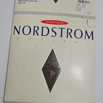 New Nordstrom Lycra Sheer Leg Control Top Pantyhose Reinforced Toe Size D Taupe