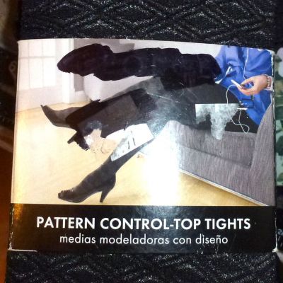 George argyle pattern control top tights black size 2 GT79C