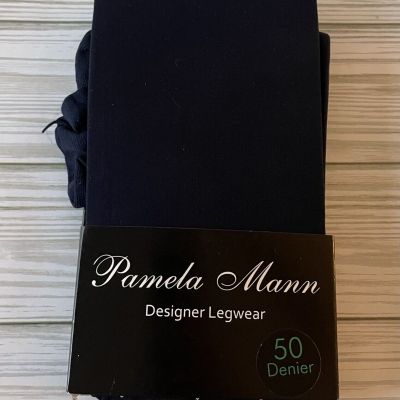 Pamela Mann Designer Legwear 50 Denier Tights Pantyhose Navy Made In Italy