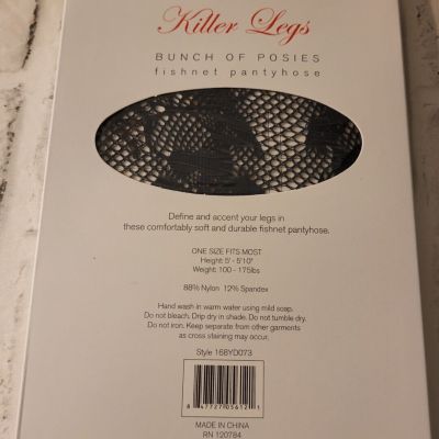 Killer Legs By Yelete Fishnet Pantyhose Bunch Of Posies One Size Fits Most New