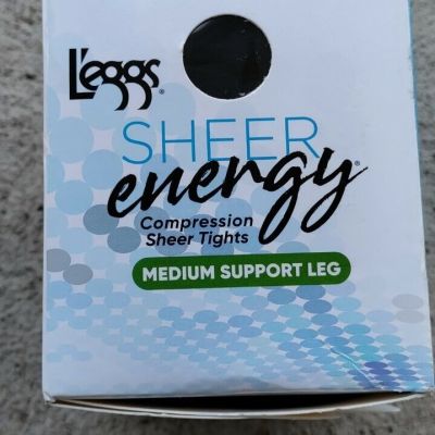 L'eggs Sheer EnergyCompression SheerTights, JetBlack, SizeB, 30Denier, 2 Pr, New