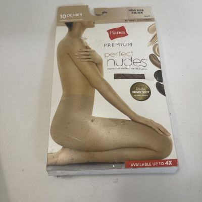 Hanes Perfect Nudes Pantyhose Size 3X 4X Tummy Control Buff Run Resistant