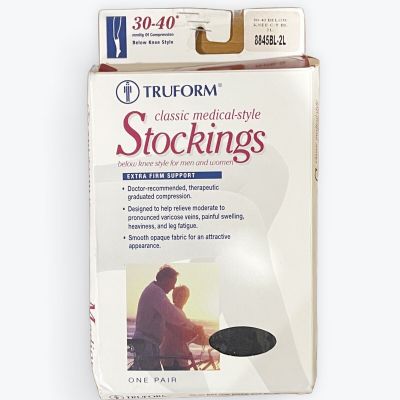 Truform Stockings Below Knee Style Closed Toe: 30-40 mmHg 2L BLACK (8845BL-2L)