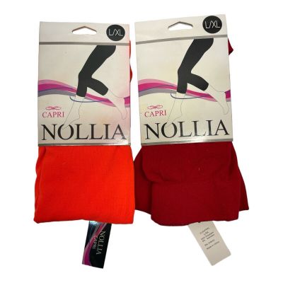 Nollia Women’s L/LX Red Bright Orange Lightweight Cozy Flexible Capri Leggings