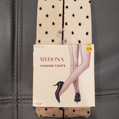 Merona Women's Fashion Tights Nude/Black Polka Dot