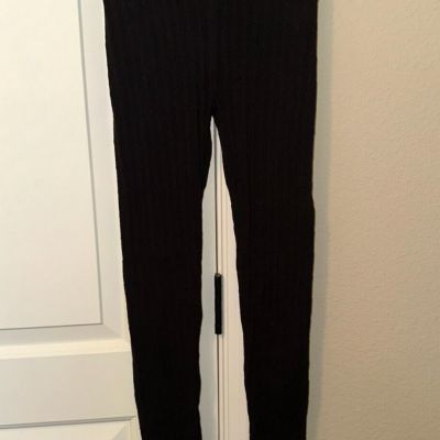WDNY Women's Black Footless Tights S Textured NWOT