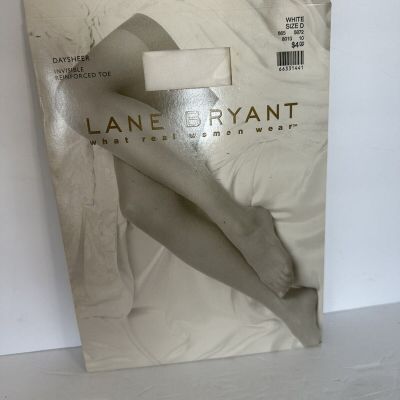Lane Bryant Nylon Pantyhose Daysheer Invisible Reinforced Toe White Plus Size D