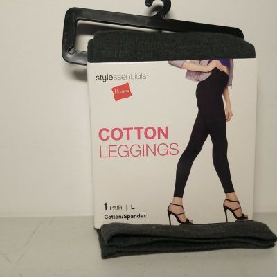 Hanes Women's Style  Essentials Cotton Spandex Leggings Heather Gray Lrg