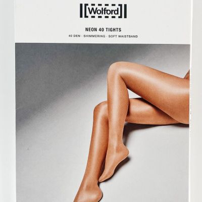NWT! $55 Wolford Neon 40 Shimmering 40 Den Black Tights sz S Small 18391