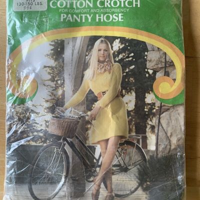 VTG Ladies Pantyhose Tights Cotton Crotch Stretch Nylons TAUPE L Large