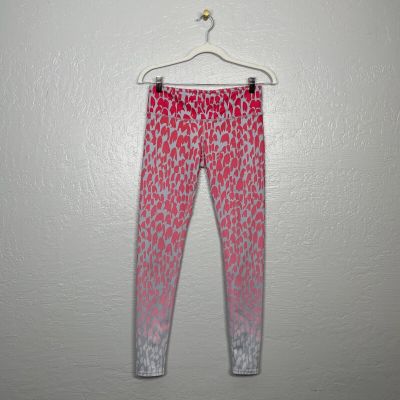 alo Women S Pink Gray Ombre Animal Print Leggings Hidden Pocket Athletic Workout