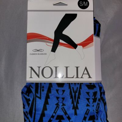 Nollia Womens Fashion Seamless S/M Leggings Blue and Black Tribal