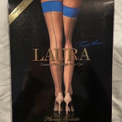 Honey Birdette Laura Tunis Blue Stay Ups - New with Tags - Small