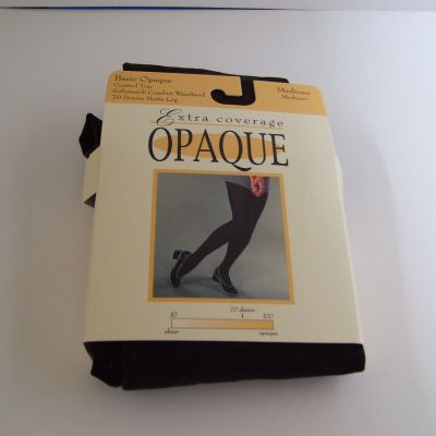 Opaque Extra Coverage Tights Control Top Softstretch Comfort Waistband Med Black