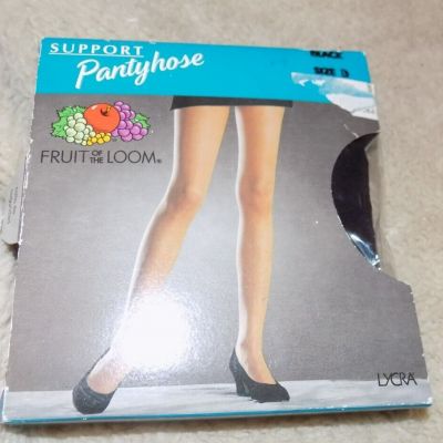 New Fruit of the Loom women's black support pantyhose size B