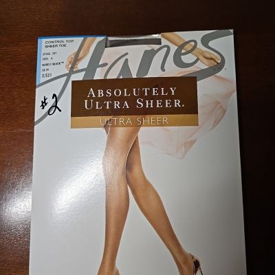 #2 Hanes Absolutely Ultra Sheer, Control Top, Sheer Toe Size C In Barely Black