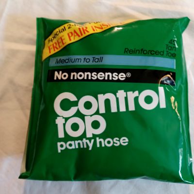 Vintage No Nonsense Control Top Pantyhose 2 Pr Tan Med/Tall~