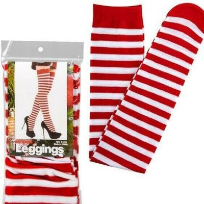 Stripped Leggings Red & White - Christmas Knee Highs