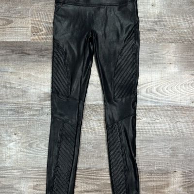 SPANX Faux Leather Moto Leggings Women’s Size Small Black