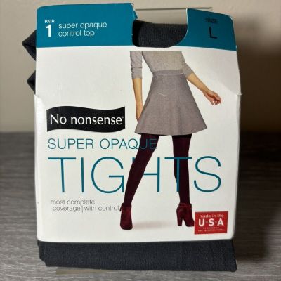 New No Nonsense Super Opaque Tights Grey Heather  Size LargeControl Top