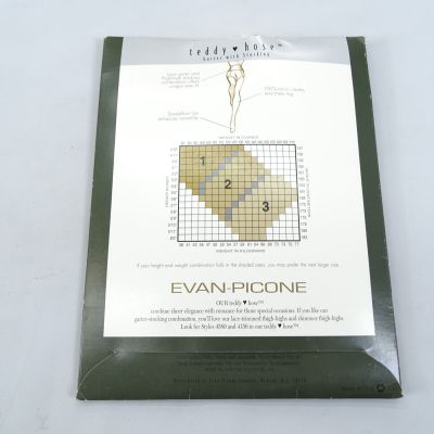 VTG Evan-Picone Teddy Hose Sz 3 Thigh High Garter Lace Top Stockings White Shell