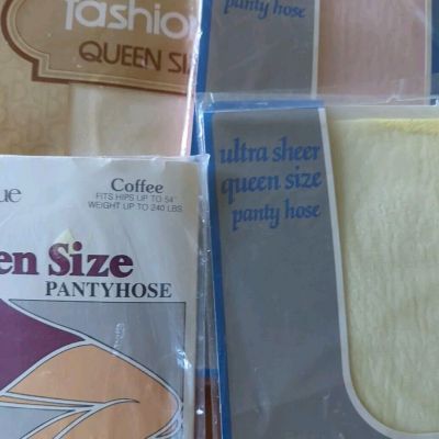 NIP Lot of 4 pantyhose Plus Size Queen Mixed Lot Variety Colors Vintage 3x - 4x
