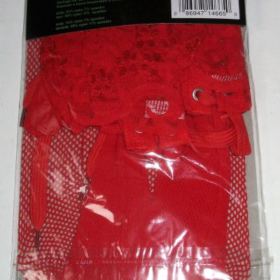 HALLOWEEN COSTUME ADULT RED FISHNET STOCKINGS PANTYHOSE THIGH-HIGH UP TO SZ 14