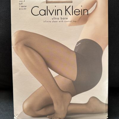 CALVIN KLEIN INFINITE SHEER CONTROL TOP HOSIERY SIZE D Buff 7 Denier Pantyhose