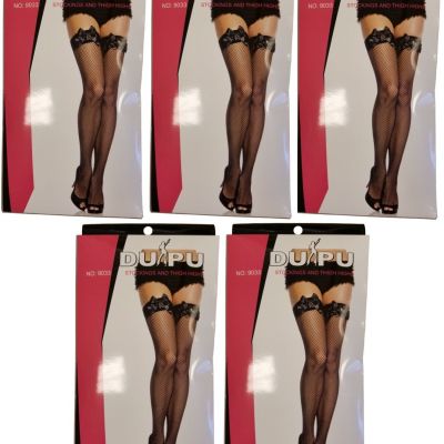 Lot Black Fishnet Thigh Hi Stockings with Bow FishNet High Tights Adult Stocking