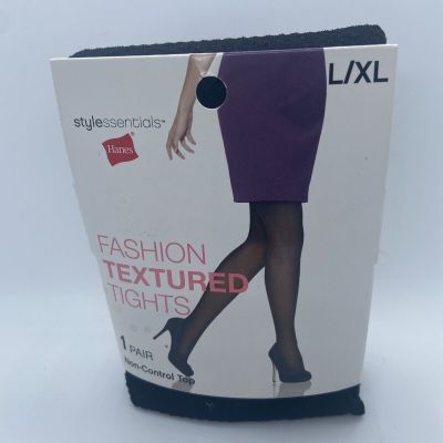 Hanes Style Essentials Fashion Textured Tights Size L/XL Black New