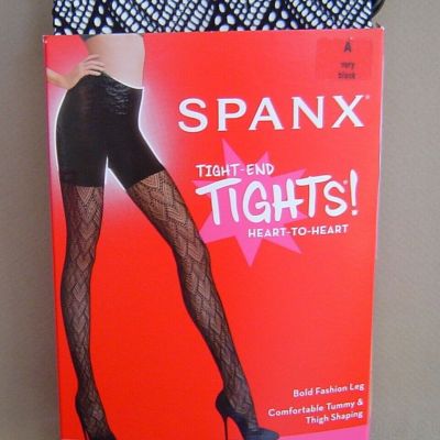 NWT $42 SPANX Size A HEART-TO-HEART TIGHT-END SHAPING TIGHTS Very Black 20237R