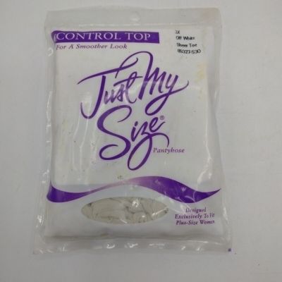 Vtg NOS Just My Size Off White Sheer Toe Control Top Pantyhose 85327 Sz: 3X