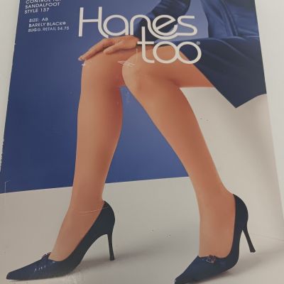 Hanes Too Day Sheer Control Top Pantyhose - Size AB - BARELY BLACK - Style 137