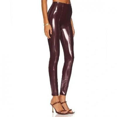 Spanx Womens Ruby Red Faux Patent Leather Leggings High Rize Strech  20301R L