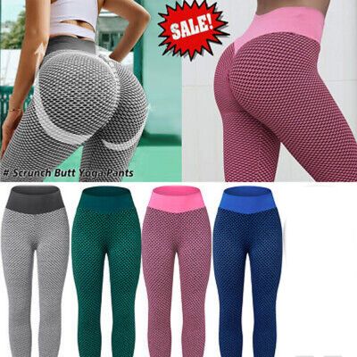 Womens Soft Stretch Ruched High Waisted Leggings Long Workout Yoga Pant Fitness