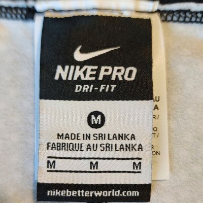 Nike Pro Dri-Fit Leggings Women's Size M Black Polka Dot Swish Logo Activewear