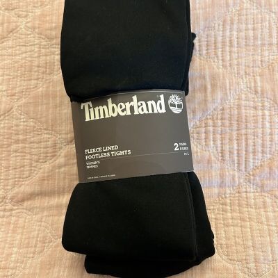 NWT 2 Pairs Of Timberland Fleece Lined Footless Tights Size M/L
