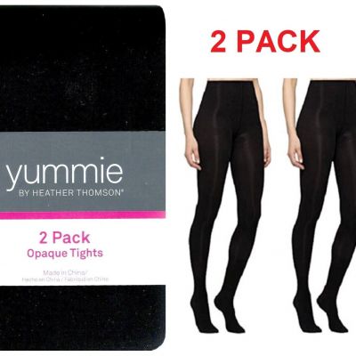2 PACK WOMENS SMALL BLACK HEATHER THOMSON OPAQUE YUMMIE TIGHTS
