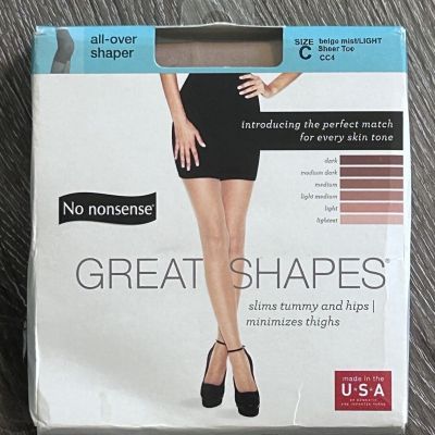 No Nonsense Great Shapes All-Over Shaper Size C Sheer Toe Beige Mist Light USA