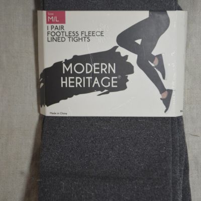 MODERN HERITAGE Size M/L Footless Fleece Lined Gray Tights