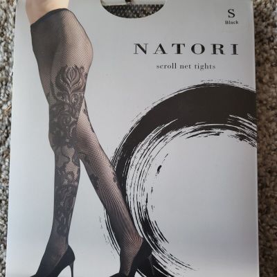 Natori – Black Scroll Net Tights (Size Small)