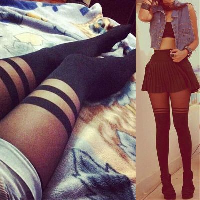 Black Sexy Women Temptation Sheer Mock Suspender Tights Pantyhose Stockings