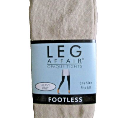 LEG AFFAIR Womens Beige Tights FOOTLESS Heavy Knit  Fits 4'10