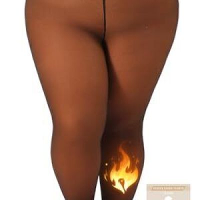 Plus Size Fleece Lined Sheer Tights, Fake XX-Large-3X-Large Caramel