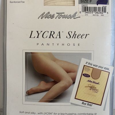 VTG NICE TOUCH Lycra Sheer Pantyhose Sheer Leg-1 Pair - Pearl - Size F