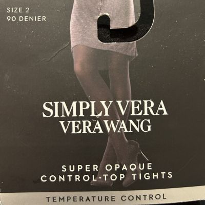 Simply Vera Wang Super Opaque Control Top Tights Black NWT Size 2