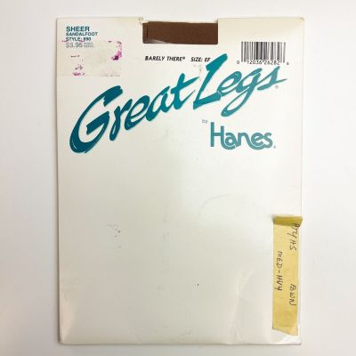 Vintage Hanes Great Legs Pantyhose - Size EF - Barely There